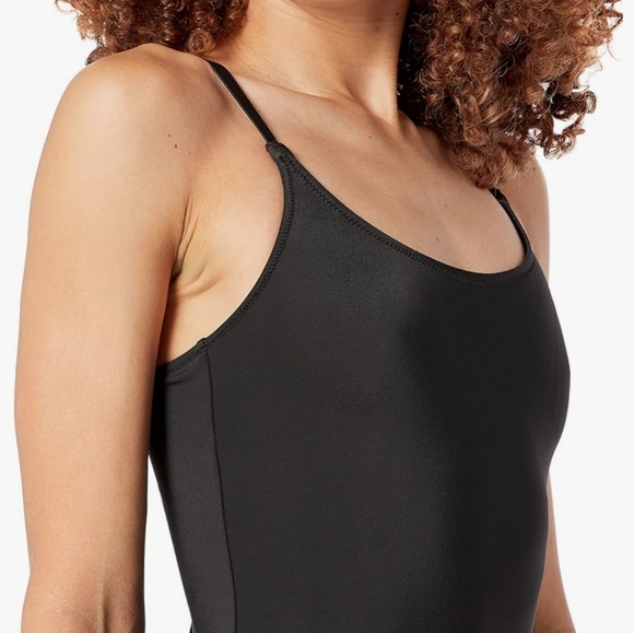 NWT Women's Med Black thin stripe one piece swimsuit good coverage SPF 50 - Picture 2 of 9